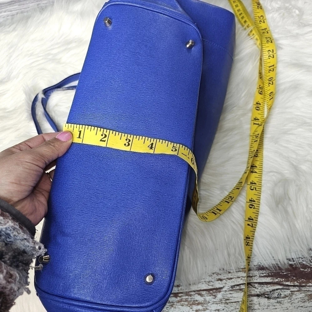 FURLA  leather Tote Handbag Purse Blue - Picture 6 of 12